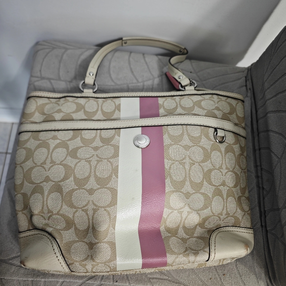 COACH Signature Chelsea Heritage Tote Bag Pink